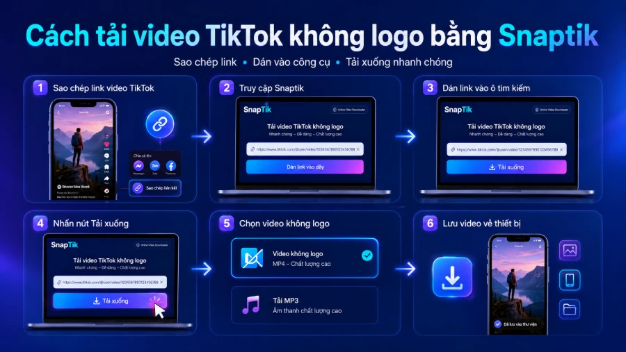 Cách tải video TikTok không logo bằng Snaptik